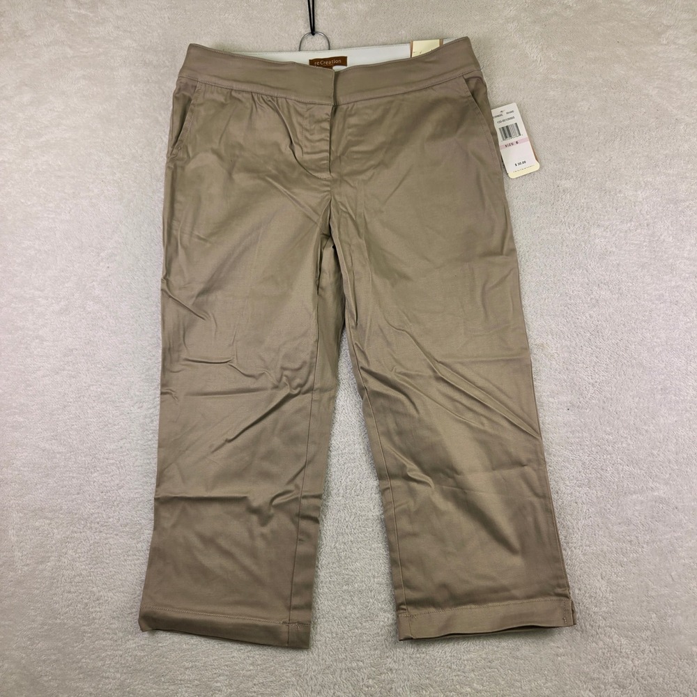 reCreation Womens Khaki Capri Pants Size 6 Tan Cropped Straight Leg 401XWM3RC